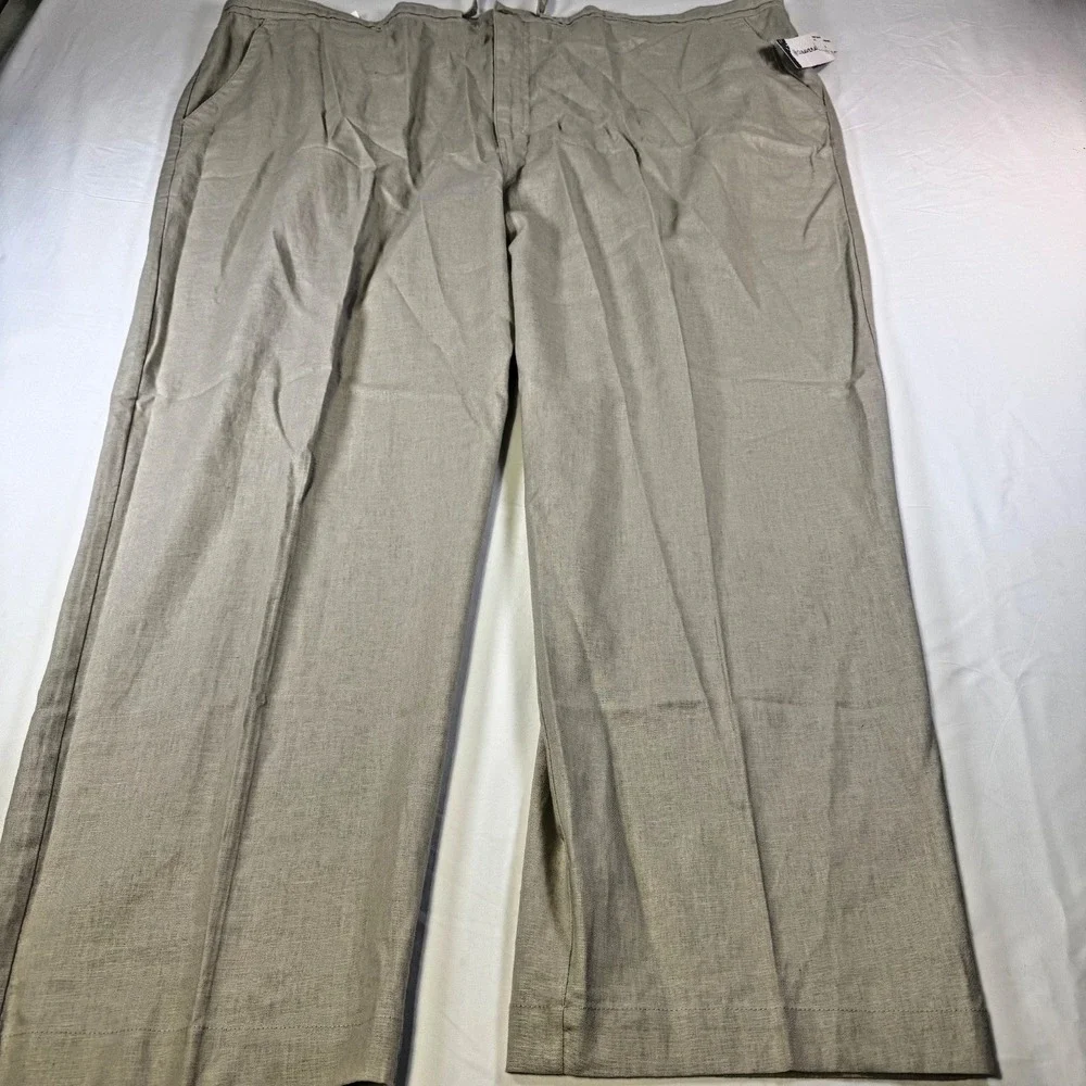 NWT Cubavera Silver Lining Natural Linen Drawstring Pants Men's Size 4XB
